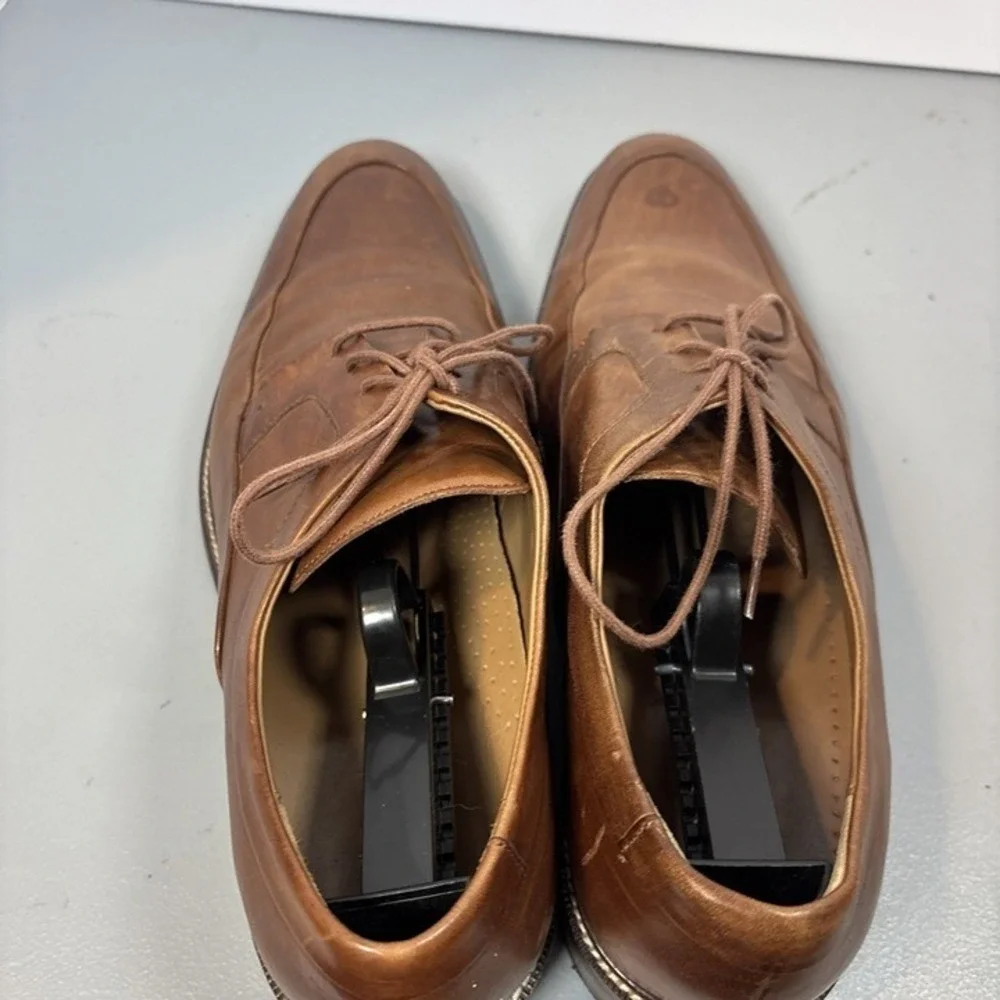 Cole Haan Grand.OS Derby Shoes Mens Tan‎ Brown Leather Apron Toe sz 11